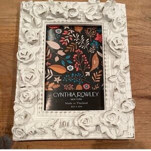 Cynthia Rowley Hand Carved Wood Floral Shabby Chic Photo Frame